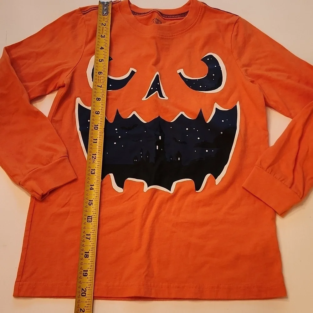 Carters Orange Halloween Jack O Lantern Pumpkin Long Sleeve Tshirt Size 8